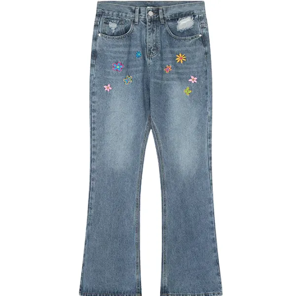Jeans*Boogzel Clothing Indie Aesthetic Flower Embroidery Jeans