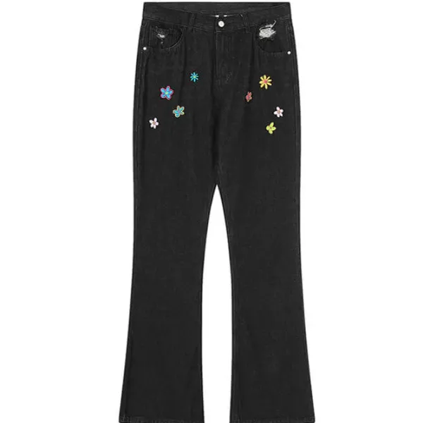 Jeans*Boogzel Clothing Indie Aesthetic Flower Embroidery Jeans