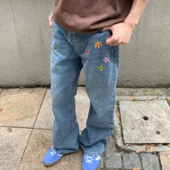 Jeans*Boogzel Clothing Indie Aesthetic Flower Embroidery Jeans