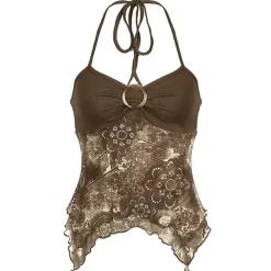 Y2K Tops|Crop Tops*Boogzel Clothing Indie Aesthetic Lace Halter Top