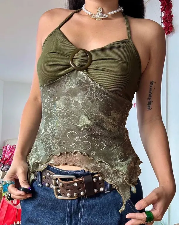 Y2K Tops|Crop Tops*Boogzel Clothing Indie Aesthetic Lace Halter Top