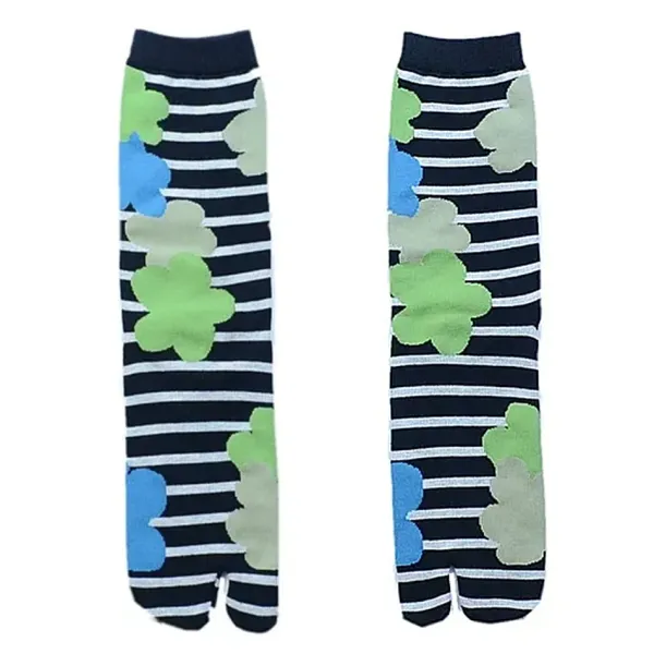 Socks*Boogzel Clothing Indie Flower Striped Tabi Socks