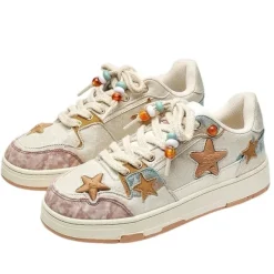 Aesthetic Sneakers*Boogzel Clothing Indie Star Sneakers Beige