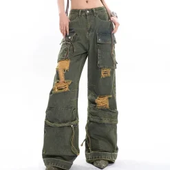 Jeans*Boogzel Clothing Itz No Big Deal Cargo Jeans Green