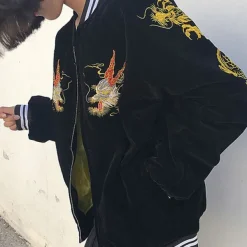 Coats & Jackets*Boogzel Clothing Japanese Dragon Bomber Jacket