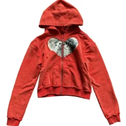 Hoodies*Boogzel Clothing Kitten & Heart Zip Up Hoodie Red