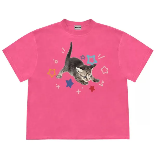 Aesthetic T-Shirts & Graphic Tees*Boogzel Clothing Kitten and Stars T-Shirt