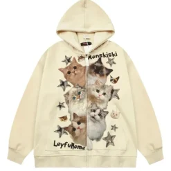 Hoodies*Boogzel Clothing Kitten Print Oversized Hoodie
