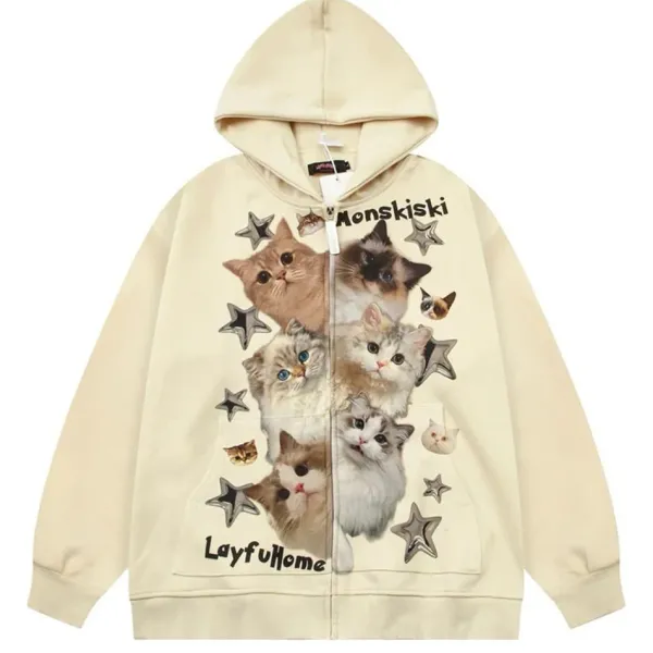 Hoodies*Boogzel Clothing Kitten Print Oversized Hoodie