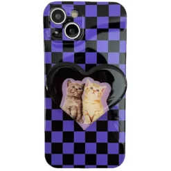 Iphone Cases*Boogzel Clothing Kitty Checkerboard iPhone Case Purple/black