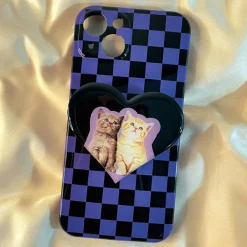 Iphone Cases*Boogzel Clothing Kitty Checkerboard iPhone Case Purple/black