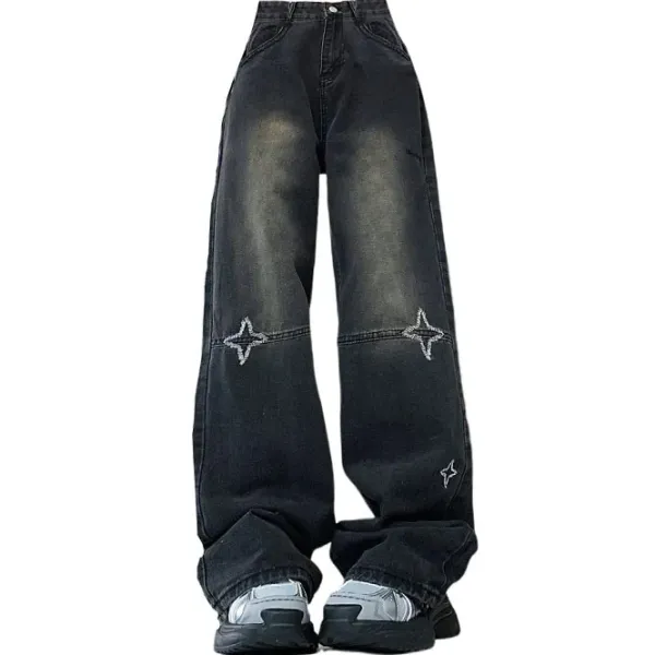 Jeans*Boogzel Clothing Knee Star Jeans Black