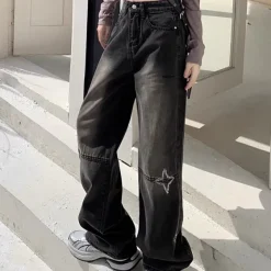Jeans*Boogzel Clothing Knee Star Jeans Black