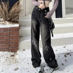 Jeans*Boogzel Clothing Knee Star Jeans Black