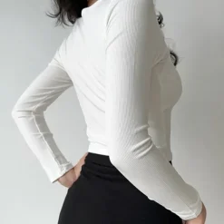 Crop Tops|Long Sleeve Tops*Boogzel Clothing Knot Tie Ribbed Long Sleeve Top