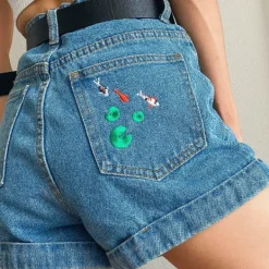 Shorts*Boogzel Clothing Koi Fish Embroidered Shorts Blue