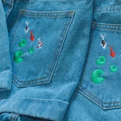 Shorts*Boogzel Clothing Koi Fish Embroidered Shorts Blue