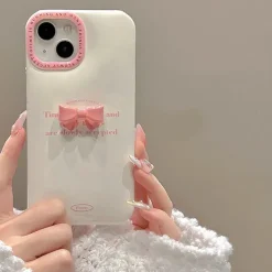 Iphone Cases*Boogzel Clothing Korean Aesthetic Bow iPhone Case White/pink