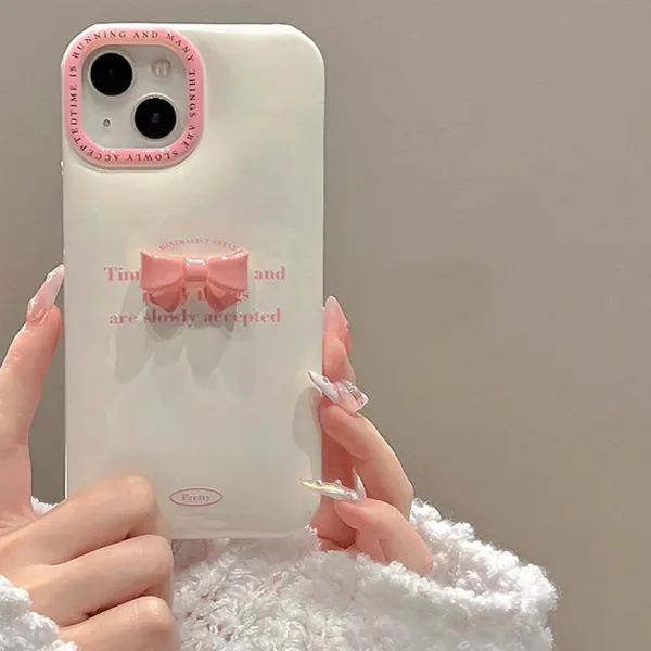 Iphone Cases*Boogzel Clothing Korean Aesthetic Bow iPhone Case White/pink