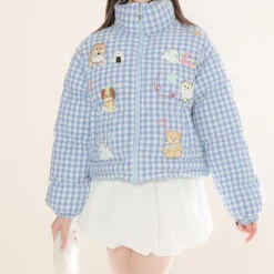 Coats & Jackets*Boogzel Clothing Korean Aesthetic Checker Puffer Jacket
