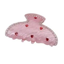Hair Accessories*Boogzel Clothing Korean Heart Rhinestone Hair Claw Pink