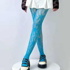 Other*Boogzel Clothing Lace Pattern Tights in Blue
