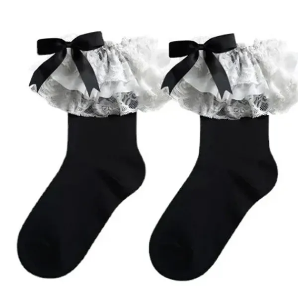 Socks*Boogzel Clothing Lace Ruffle Bow Socks