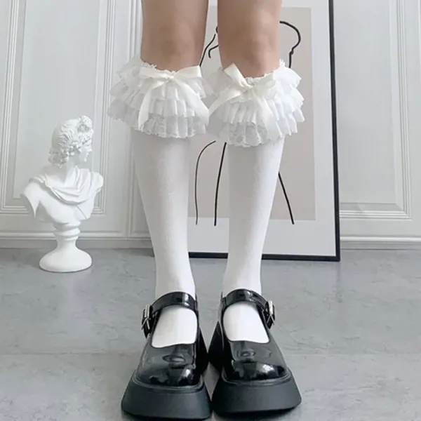 Socks*Boogzel Clothing Lace Ruffle Bow Socks
