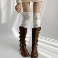 Socks*Boogzel Clothing Lace Trim Knee High Socks White
