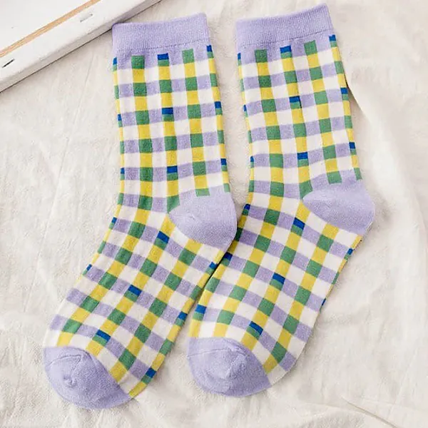 Socks*Boogzel Clothing Lavender Gingham Socks