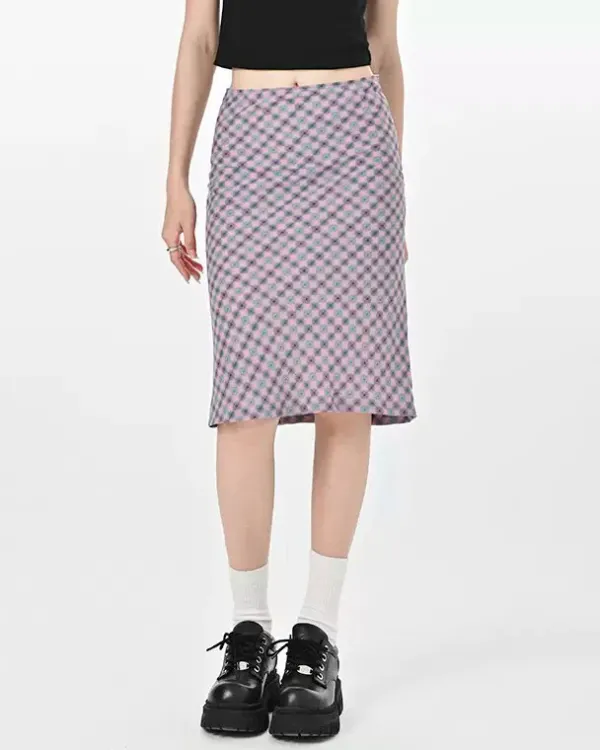 Skirts*Boogzel Clothing Lavender Plaid Midi Skirt Purple