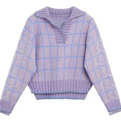Sweaters*Boogzel Clothing Lavender Plaid Sweater Purple