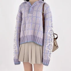 Sweaters*Boogzel Clothing Lavender Plaid Sweater Purple