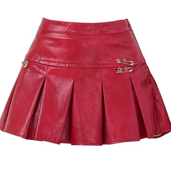 Skirts*Boogzel Clothing Leather Mini Skirt with Safety Pins