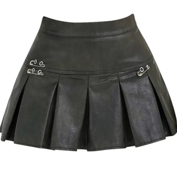 Skirts*Boogzel Clothing Leather Mini Skirt with Safety Pins