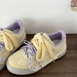 Aesthetic Sneakers*Boogzel Clothing Lemon Cream & Lavender Sneakers Yellow/purple