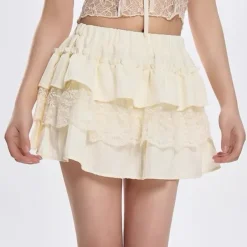 Skirts*Boogzel Clothing Lemon Pie Layered Skirt Beige