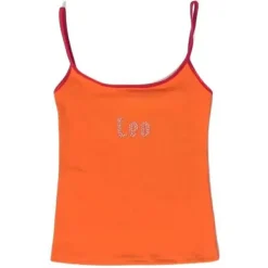 Y2K Tops*Boogzel Clothing Leo Zodiac Sign Y2K Rhinestone Top Orange