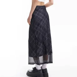 Skirts*Boogzel Clothing Less Conversation Plaid Maxi Skirt Black