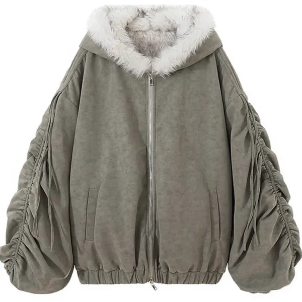 Coats & Jackets*Boogzel Clothing Less Conversation Reversible Fur Jacket Grey