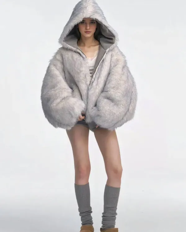 Coats & Jackets*Boogzel Clothing Less Conversation Reversible Fur Jacket Grey