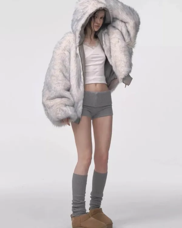 Coats & Jackets*Boogzel Clothing Less Conversation Reversible Fur Jacket Grey