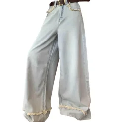 Jeans*Boogzel Clothing Light Frayed Wide-Leg Jeans Blue