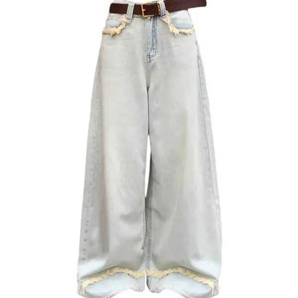 Jeans*Boogzel Clothing Light Frayed Wide-Leg Jeans Blue