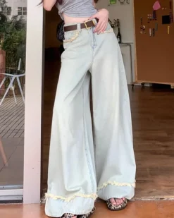 Jeans*Boogzel Clothing Light Frayed Wide-Leg Jeans Blue