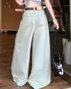 Jeans*Boogzel Clothing Light Frayed Wide-Leg Jeans Blue
