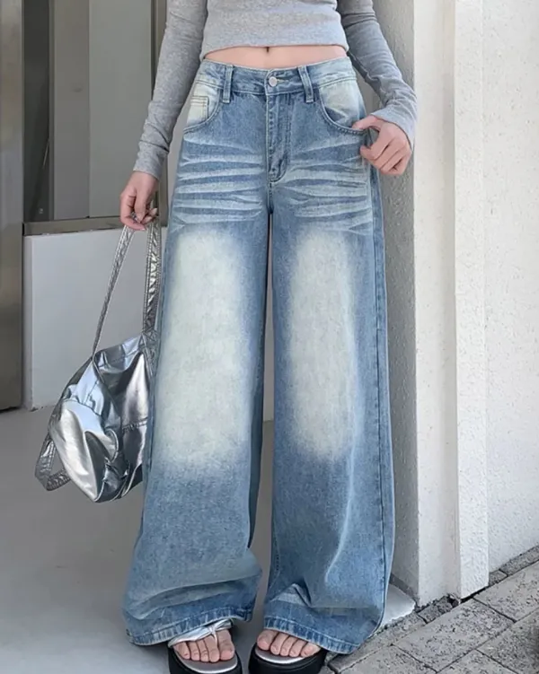 Jeans*Boogzel Clothing Light Washed Wide-Leg Jeans Blue