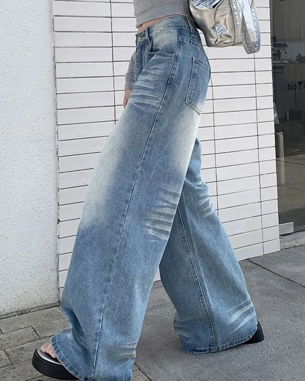 Jeans*Boogzel Clothing Light Washed Wide-Leg Jeans Blue