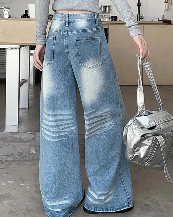 Jeans*Boogzel Clothing Light Washed Wide-Leg Jeans Blue