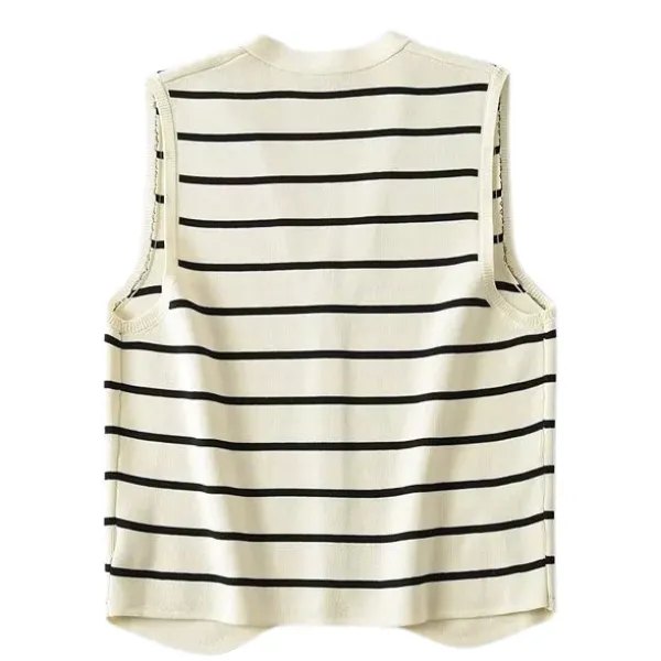 Striped Sweaters|Knit Vests*Boogzel Clothing Like a French Striped Button Up Vest White